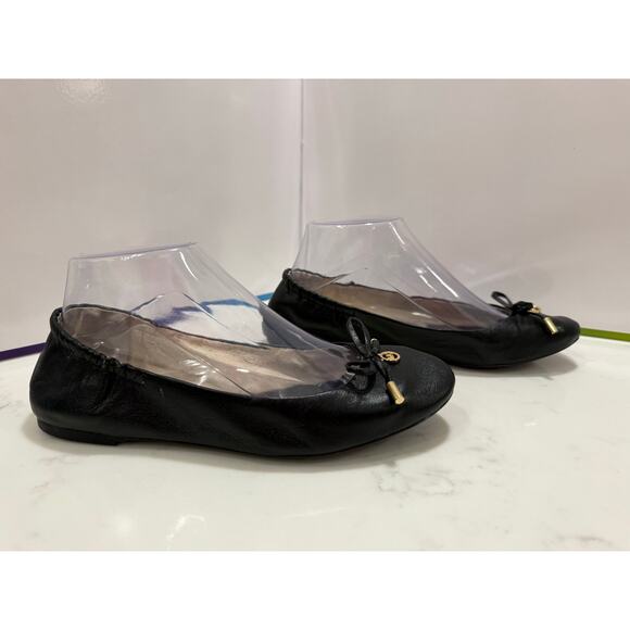 MK Michael Kors Leather Ballet Flats Black Classic Size 7M - Picture 3 of 10